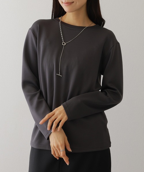 DAYRA(デイラ)の「ソリッドカラー クルーネック 長袖 ベーシック プルオーバー(Tシャツ/カットソー・レディース・モカ/ネイビー/グレー/ブラック/グレイッシュベージュ/ホワイト/ライトグレー・M/XL)」の5枚目の写真