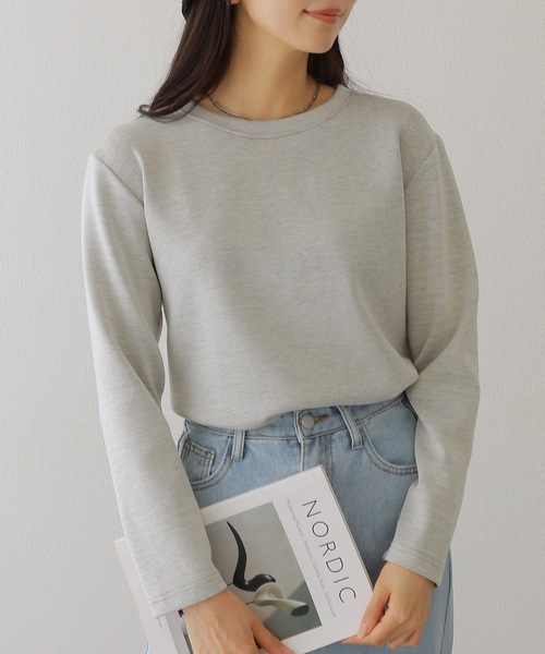 DAYRA(デイラ)の「ソリッドカラー クルーネック 長袖 ベーシック プルオーバー(Tシャツ/カットソー・レディース・モカ/ネイビー/グレー/ブラック/グレイッシュベージュ/ホワイト/ライトグレー・M/XL)」の4枚目の写真