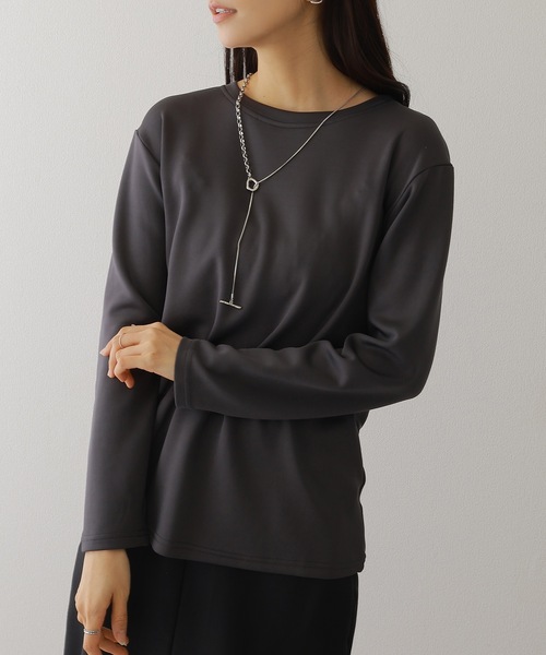 DAYRA(デイラ)の「ソリッドカラー クルーネック 長袖 ベーシック プルオーバー(Tシャツ/カットソー・レディース・モカ/ネイビー/グレー/ブラック/グレイッシュベージュ/ホワイト/ライトグレー・M/XL)」の16枚目の写真