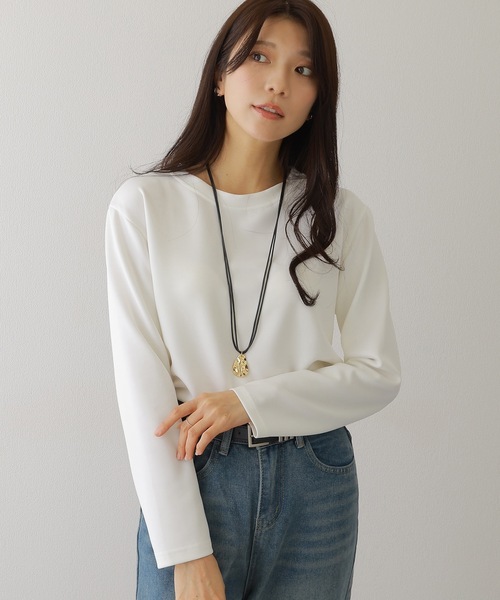 DAYRA(デイラ)の「ソリッドカラー クルーネック 長袖 ベーシック プルオーバー(Tシャツ/カットソー・レディース・モカ/ネイビー/グレー/ブラック/グレイッシュベージュ/ホワイト/ライトグレー・M/XL)」の8枚目の写真