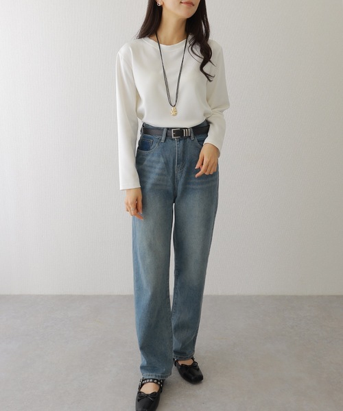 DAYRA(デイラ)の「ソリッドカラー クルーネック 長袖 ベーシック プルオーバー(Tシャツ/カットソー・レディース・モカ/ネイビー/グレー/ブラック/グレイッシュベージュ/ホワイト/ライトグレー・M/XL)」の9枚目の写真
