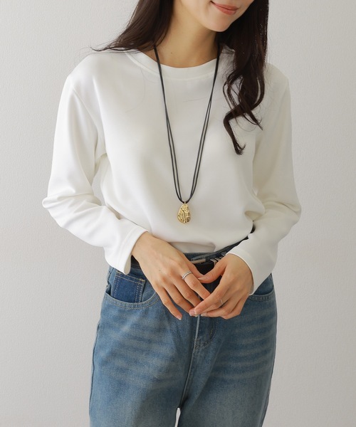 DAYRA(デイラ)の「ソリッドカラー クルーネック 長袖 ベーシック プルオーバー(Tシャツ/カットソー・レディース・モカ/ネイビー/グレー/ブラック/グレイッシュベージュ/ホワイト/ライトグレー・M/XL)」の10枚目の写真