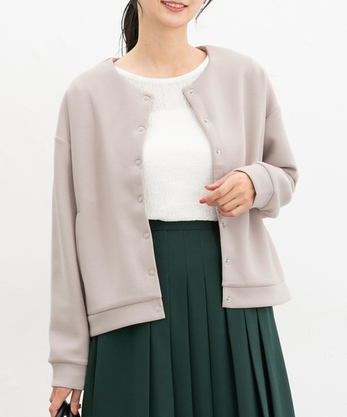 Honeys(ハニーズ)の「ドット釦クルーカーデ(カーディガン/ボレロ・レディース・グレイッシュベージュ/ブラック/ブルーグリーン/ネイビー/モカ・L/LL/M)」の17枚目の写真