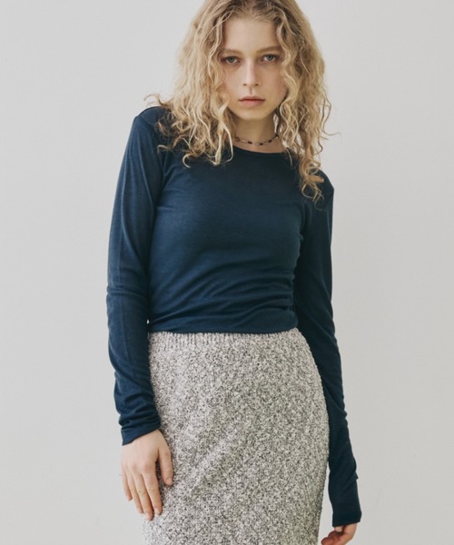 FUULLY STUDIO(フーリィーステューディオ)の「シアーロングスリーブTEE(Tシャツ/カットソー・レディース・オフホワイト/グレー/ブラック/ブラウン/グリーン/ネイビー/チャコールグレー/ブルー/ピンク・FREE)」の7枚目の写真