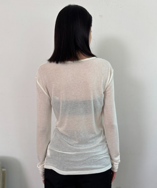 FUULLY STUDIO(フーリィーステューディオ)の「シアーロングスリーブTEE(Tシャツ/カットソー・レディース・オフホワイト/グレー/ブラック/ブラウン/グリーン/ネイビー/チャコールグレー/ブルー/ピンク・FREE)」の10枚目の写真