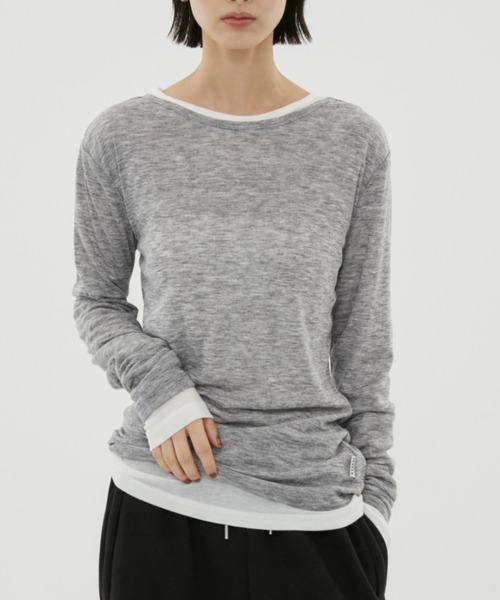 FUULLY STUDIO(フーリィーステューディオ)の「シアーロングスリーブTEE(Tシャツ/カットソー・レディース・オフホワイト/グレー/ブラック/ブラウン/グリーン/ネイビー/チャコールグレー/ブルー/ピンク・FREE)」の16枚目の写真