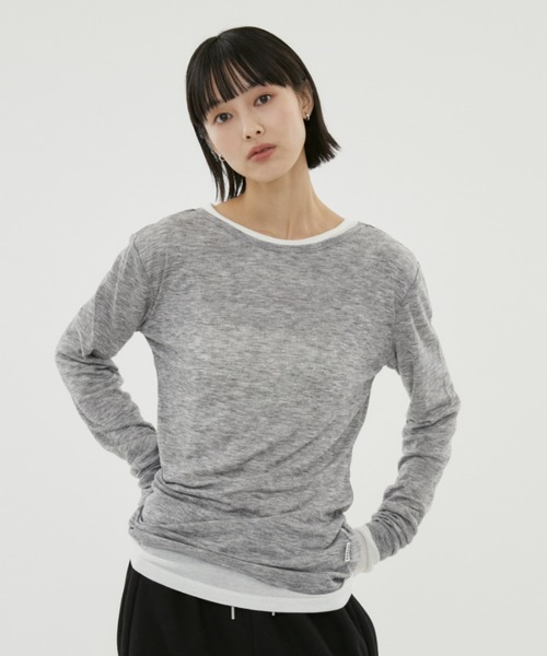 FUULLY STUDIO(フーリィーステューディオ)の「シアーロングスリーブTEE(Tシャツ/カットソー・レディース・オフホワイト/グレー/ブラック/ブラウン/グリーン/ネイビー/チャコールグレー/ブルー/ピンク・FREE)」の17枚目の写真