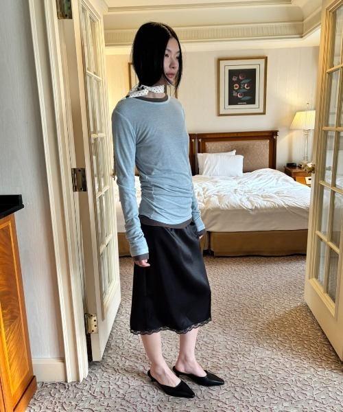 FUULLY STUDIO(フーリィーステューディオ)の「シアーロングスリーブTEE(Tシャツ/カットソー・レディース・オフホワイト/グレー/ブラック/ブラウン/グリーン/ネイビー/チャコールグレー/ブルー/ピンク・FREE)」の21枚目の写真