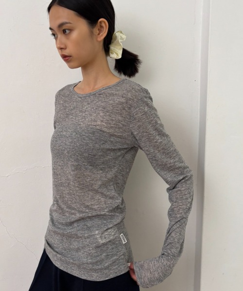 FUULLY STUDIO(フーリィーステューディオ)の「シアーロングスリーブTEE(Tシャツ/カットソー・レディース・オフホワイト/グレー/ブラック/ブラウン/グリーン/ネイビー/チャコールグレー/ブルー/ピンク・FREE)」の12枚目の写真