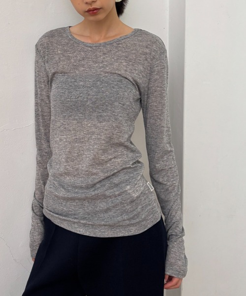 FUULLY STUDIO(フーリィーステューディオ)の「シアーロングスリーブTEE(Tシャツ/カットソー・レディース・オフホワイト/グレー/ブラック/ブラウン/グリーン/ネイビー/チャコールグレー/ブルー/ピンク・FREE)」の13枚目の写真