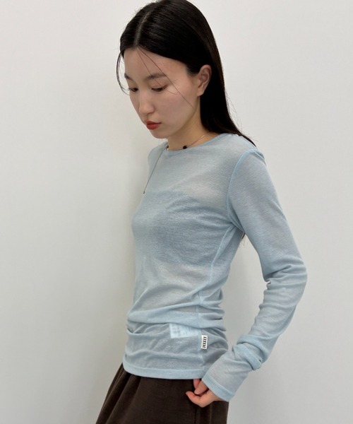 FUULLY STUDIO(フーリィーステューディオ)の「シアーロングスリーブTEE(Tシャツ/カットソー・レディース・オフホワイト/グレー/ブラック/ブラウン/グリーン/ネイビー/チャコールグレー/ブルー/ピンク/レッド・FREE)」の19枚目の写真