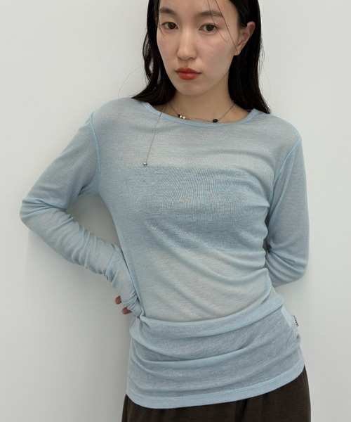 FUULLY STUDIO(フーリィーステューディオ)の「シアーロングスリーブTEE(Tシャツ/カットソー・レディース・オフホワイト/グレー/ブラック/ブラウン/グリーン/ネイビー/チャコールグレー/ブルー/ピンク/レッド・FREE)」の21枚目の写真