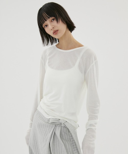 FUULLY STUDIO(フーリィーステューディオ)の「シアーロングスリーブTEE(Tシャツ/カットソー・レディース・オフホワイト/グレー/ブラック/ブラウン/グリーン/ネイビー/チャコールグレー/ブルー/ピンク・FREE)」の14枚目の写真