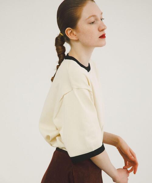 LAATO（ラート）の「ringer knit tee（ニット/セーター・レディース・オフホワイト/ブラック・FREE）」の3枚目の写真