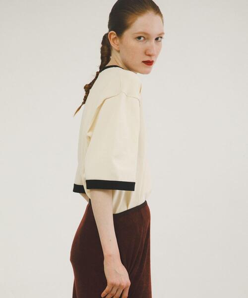 LAATO（ラート）の「ringer knit tee（ニット/セーター・レディース・オフホワイト/ブラック・FREE）」の4枚目の写真