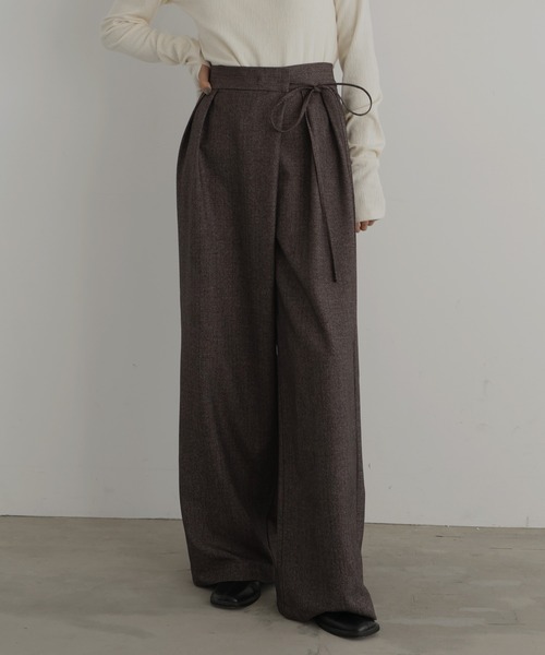 hellam（へラム）の「チェックラップタックパンツ（その他パンツ・レディース・ブラック/ブラウン/ベージュ・FREE）」の3枚目の写真