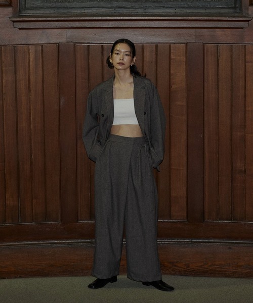 hellam（へラム）の「チェックラップタックパンツ（その他パンツ・レディース・ブラック/ブラウン/ベージュ・FREE）」の2枚目の写真