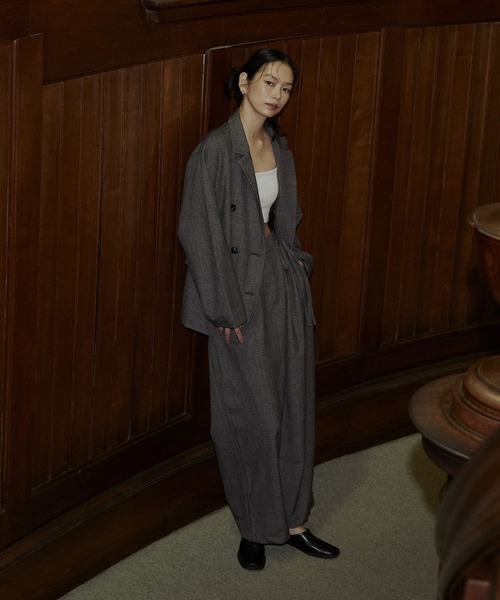 hellam（へラム）の「チェックラップタックパンツ（その他パンツ・レディース・ブラック/ブラウン/ベージュ・FREE）」の5枚目の写真