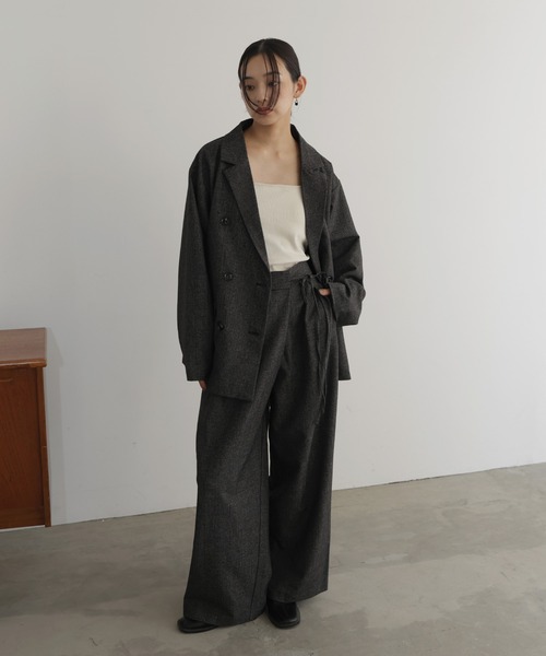 hellam（へラム）の「チェックラップタックパンツ（その他パンツ・レディース・ブラック/ブラウン/ベージュ・FREE）」の6枚目の写真