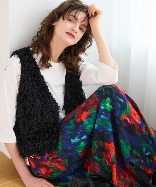 【洗える】フェザーニットファンシーベスト