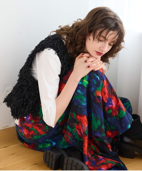 【洗える】フェザーニットファンシーベスト