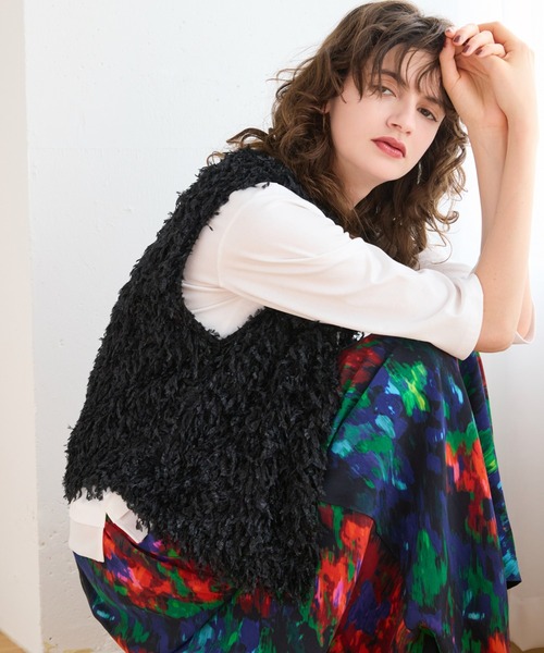 【洗える】フェザーニットファンシーベスト