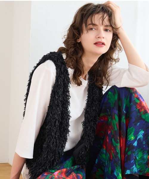 【洗える】フェザーニットファンシーベスト