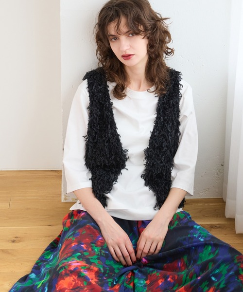 【洗える】フェザーニットファンシーベスト