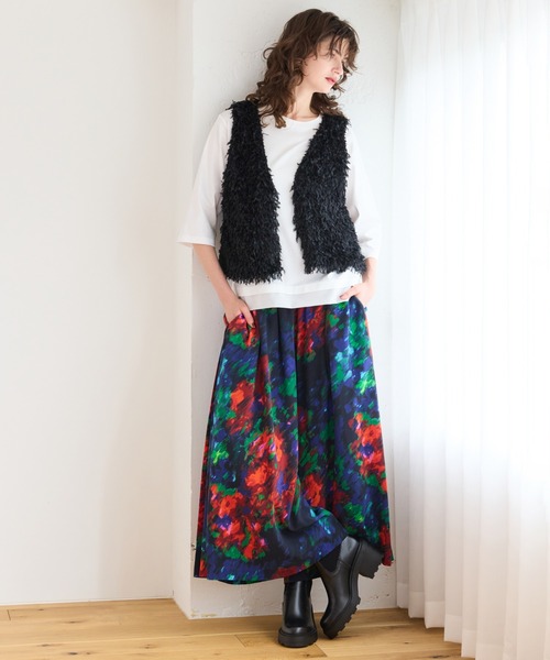 【洗える】フェザーニットファンシーベスト