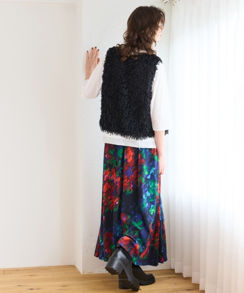 【洗える】フェザーニットファンシーベスト