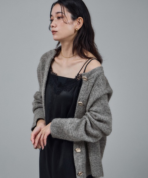 WEB限定】2WAYニュアンスメタルボタンシャギークルーカーディガン 2