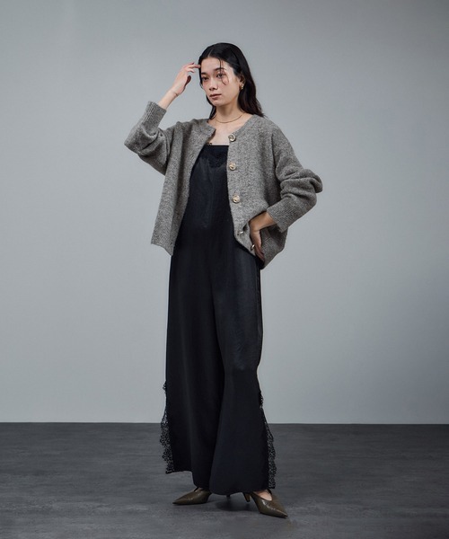 WEB限定】2WAYニュアンスメタルボタンシャギークルーカーディガン 2