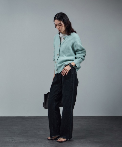 WEB限定】2WAYニュアンスメタルボタンシャギークルーカーディガン 2