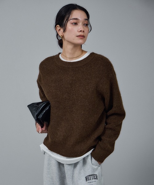 WEB限定】2WAYニュアンスメタルボタンシャギークルーカーディガン 2