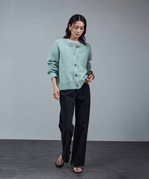 WEB限定】2WAYニュアンスメタルボタンシャギークルーカーディガン 2