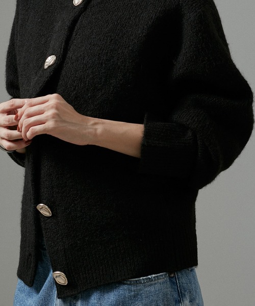 WEB限定】2WAYニュアンスメタルボタンシャギークルーカーディガン 2