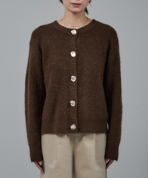 WEB限定】2WAYニュアンスメタルボタンシャギークルーカーディガン 2