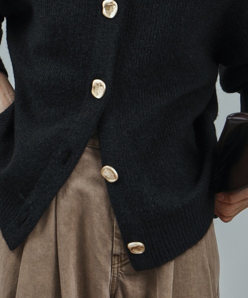 セール】【WEB限定】2WAYニュアンスメタルボタンシャギークルー