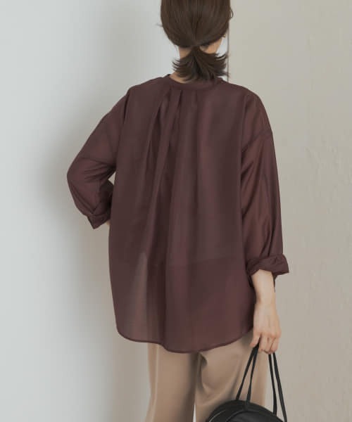 URBAN RESEARCH DOORS（アーバンリサーチドアーズ）の「シアーバンドカラーシャツ（シャツ/ブラウス・レディース・ネイビー/グレー/バーガンディー・MEDIUM）」の11枚目の写真