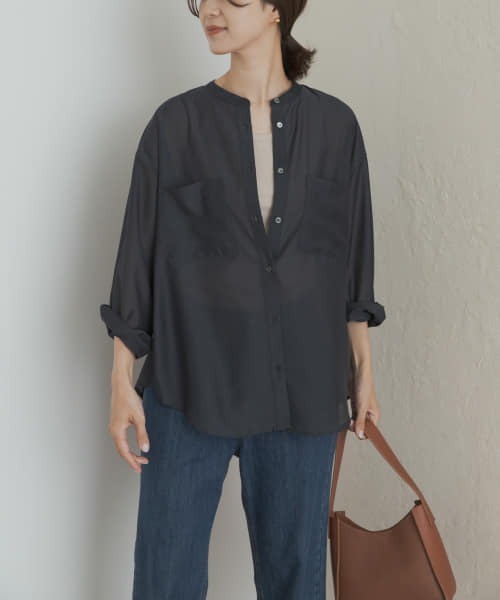 セール】シアーバンドカラーシャツ（シャツ/ブラウス）｜URBAN