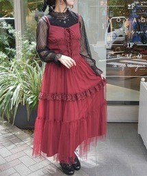 axes femme | コルセット風編上ジャンスカ(ジャンパースカート)