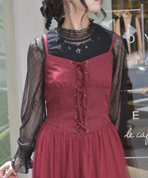 axes femme（アクシーズファム）の「コルセット風編上ジャンスカ