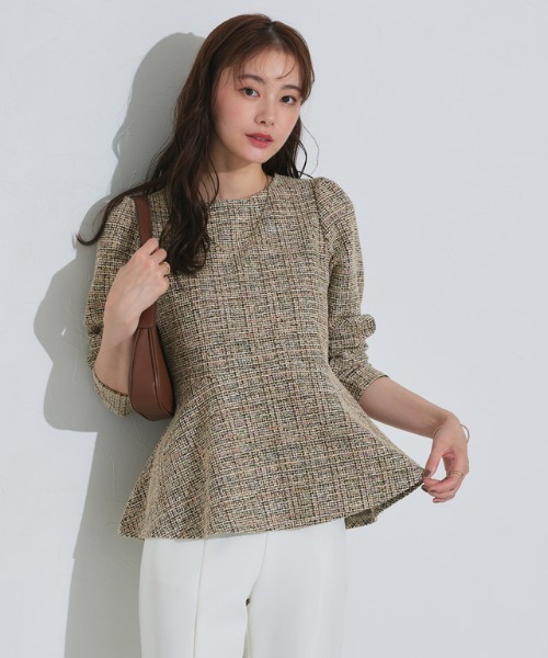 Pierrot（ピエロ）の「ツイードペプラムカットソー（Tシャツ/カットソー・レディース・ベージュ/ブラック/ブルー・L/M）」の18枚目の写真