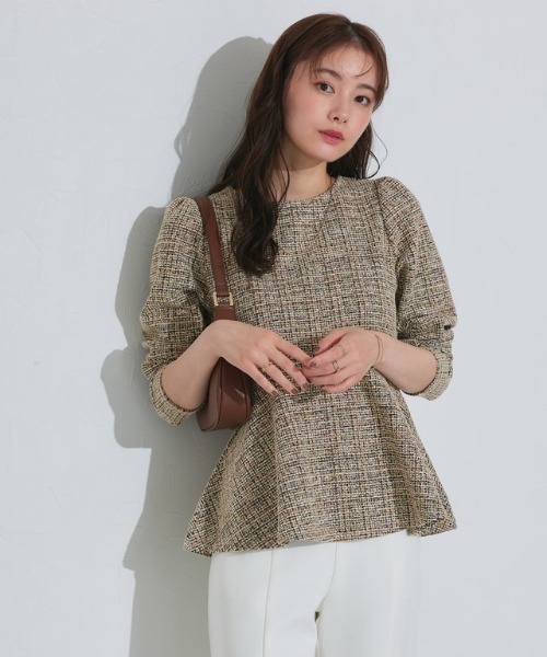 Pierrot（ピエロ）の「ツイードペプラムカットソー（Tシャツ/カットソー・レディース・ベージュ/ブラック/ブルー・L/M）」の20枚目の写真