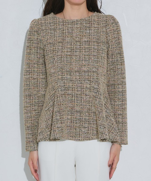 Pierrot（ピエロ）の「ツイードペプラムカットソー（Tシャツ/カットソー・レディース・ベージュ/ブラック/ブルー・L/M）」の15枚目の写真
