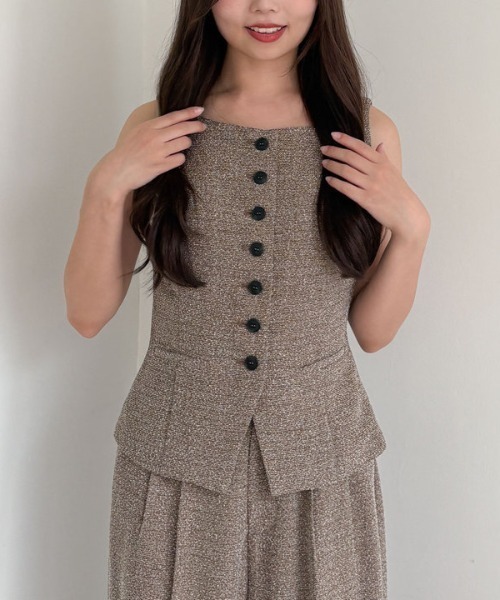 archives（アルシーヴ）の「【ＳＥＴＵＰ対応】ボタンツイードベスト（ベスト・レディース・ブラック/ブラウン・MEDIUM）」の10枚目の写真