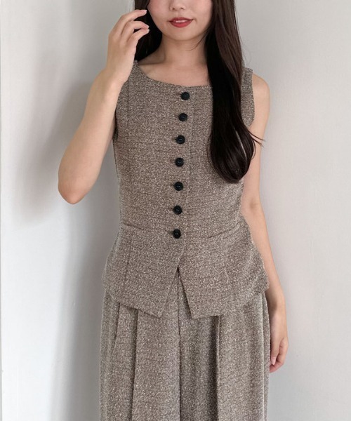 archives（アルシーヴ）の「【ＳＥＴＵＰ対応】ボタンツイードベスト（ベスト・レディース・ブラック/ブラウン・MEDIUM）」の11枚目の写真