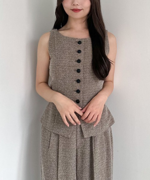archives（アルシーヴ）の「【ＳＥＴＵＰ対応】ボタンツイードベスト（ベスト・レディース・ブラック/ブラウン・MEDIUM）」の12枚目の写真