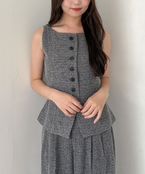 archives（アルシーヴ）の「【ＳＥＴＵＰ対応】ボタンツイードベスト（ベスト・レディース・ブラック/ブラウン・MEDIUM）」の19枚目の写真