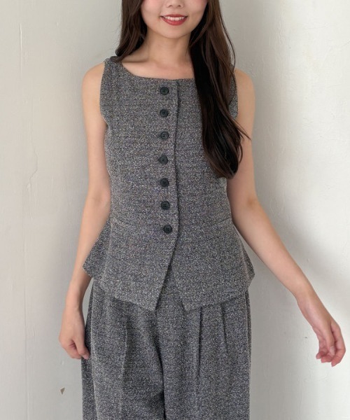 archives（アルシーヴ）の「【ＳＥＴＵＰ対応】ボタンツイードベスト（ベスト・レディース・ブラック/ブラウン・MEDIUM）」の20枚目の写真